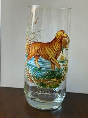 VTG mid century West Virginia Golden Retriever drinking glass